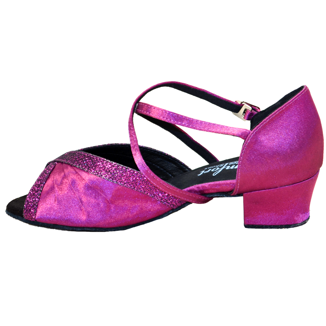 Comfort Pleated Elegance - Plum Satin / Purple Sparkle Weave