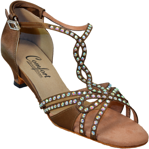 Comfort Heel - Butterfly - Brown Satin