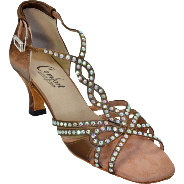 Comfort Heel - Butterfly - Brown Satin
