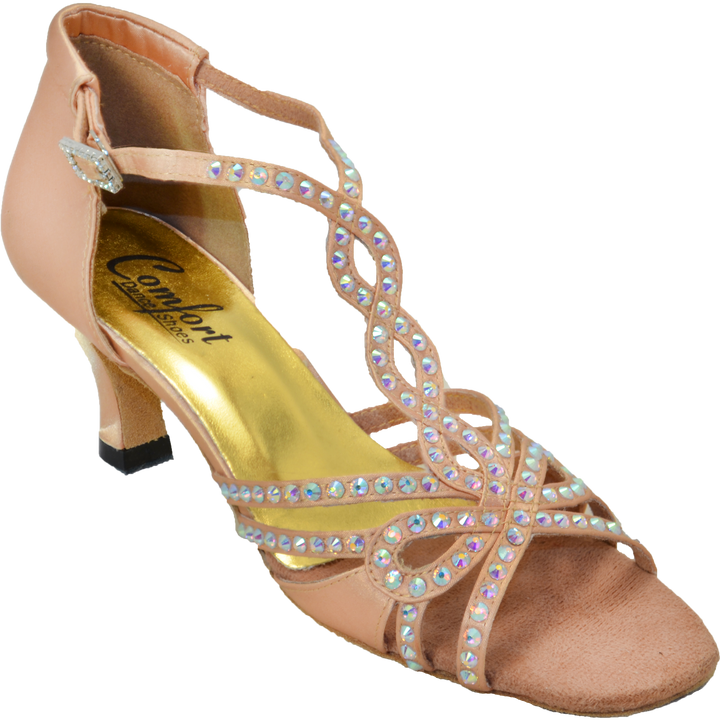 Comfort Heel - Butterfly - Light Tan Satin