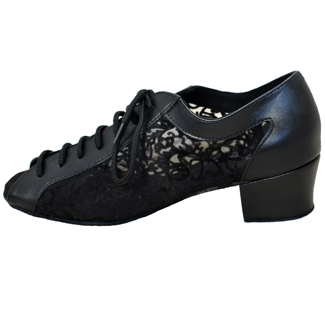 Comfort Classic - Black Leather / Black Flower Mesh