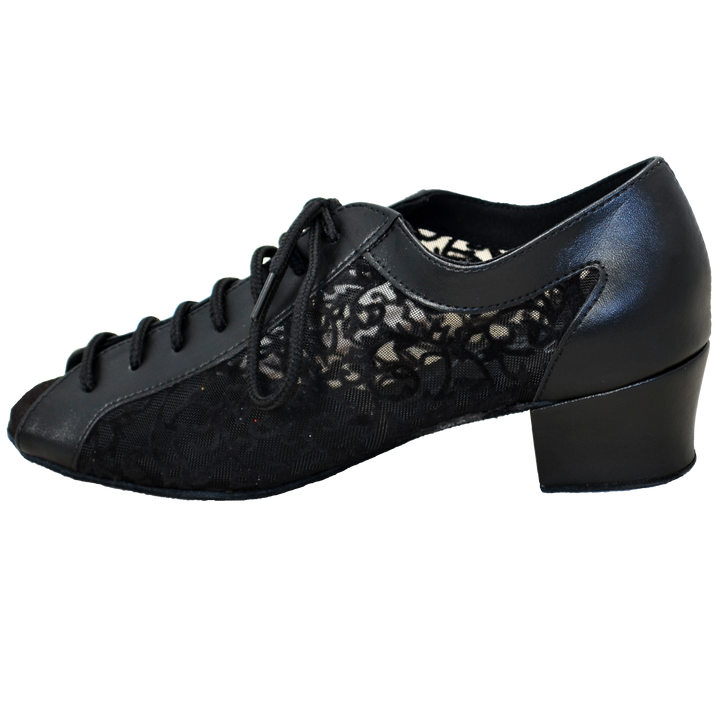 Comfort Classic - Black Leather / Black Flower Mesh