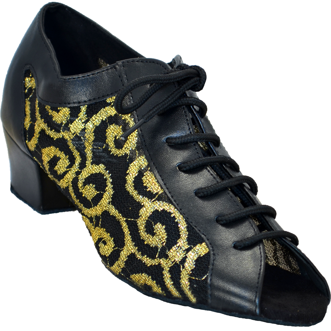 Comfort Classic - Black Leather / Gold Lace Mesh