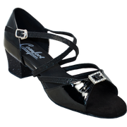 Comfort Single Buckle - Black Patent / Black Sparkle Weave