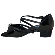 Comfort Single Buckle - Black Patent / Black Sparkle Weave