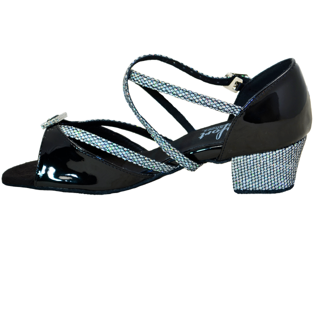 Comfort Single Buckle - Black Patent / Silver Kaleidoscope