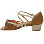 Comfort Single Buckle - Bronze Leather / Bronze Sparkle Weave