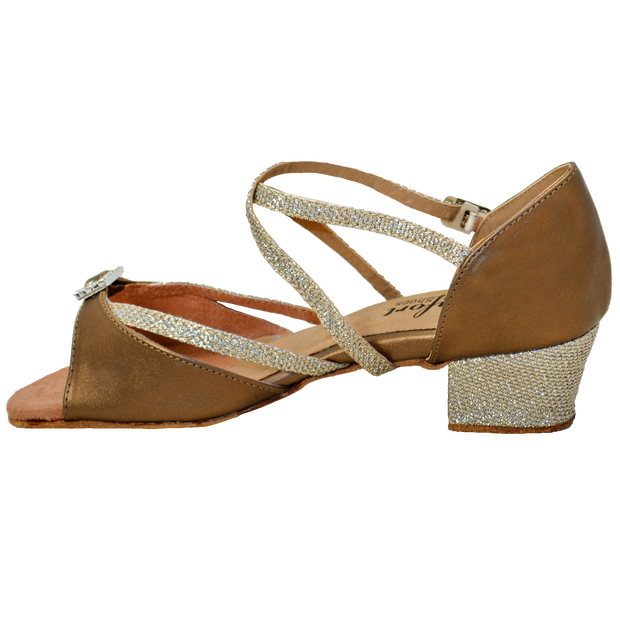 Comfort Single Buckle - Bronze Leather / Bronze Sparkle Weave