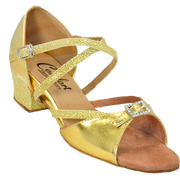 Comfort Single Buckle - Shiny Gold Leather / Gold Glitz