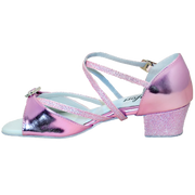 Comfort Single Buckle - Pink Leather / Pink Sparkle Weave