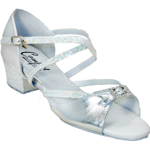 Comfort Single Buckle - Silver Leather / Silver Multi-Sparkle