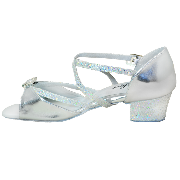 Comfort Single Buckle - Silver Leather / Silver Multi-Sparkle