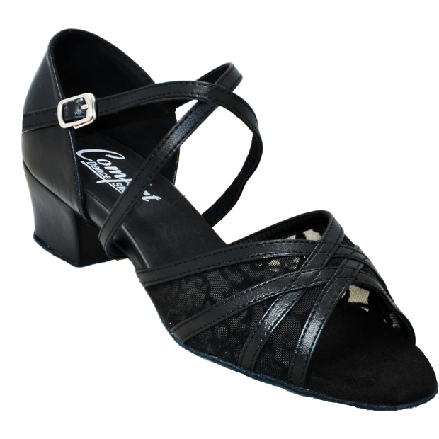 Comfort Strappy Mesh - Black Leather / Black Flower Mesh