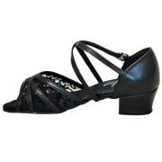 Comfort Strappy Mesh - Black Leather / Black Flower Mesh