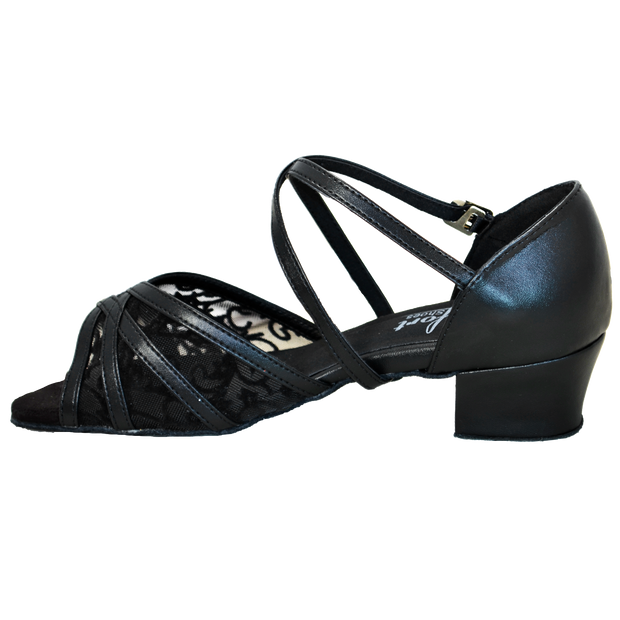 Comfort Strappy Mesh - Black Leather / Black Flower Mesh