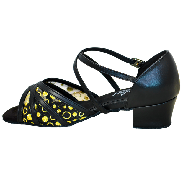 Comfort Strappy Mesh - Black Leather / Black Gold Design Mesh
