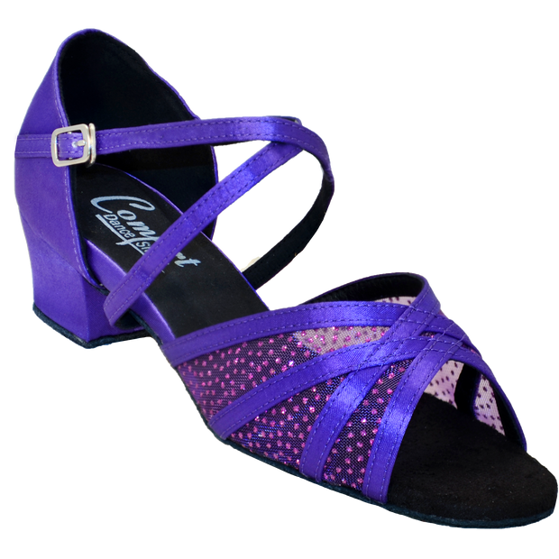 Comfort Strappy Mesh - Purple Satin / Purple Dot Mesh