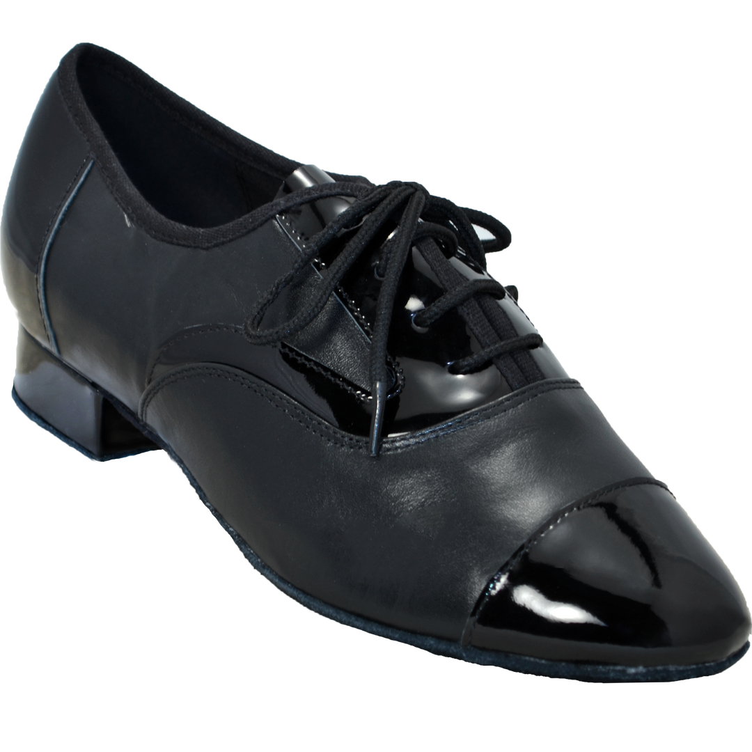 Comfort Tuxedo Spat - Black Leather / Black Patent - Low Heel