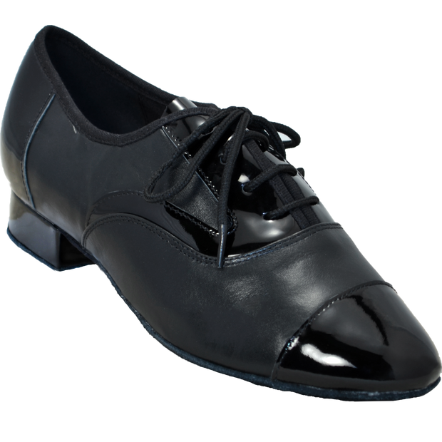 Comfort Tuxedo Spat - Black Leather / Black Patent - Low Heel