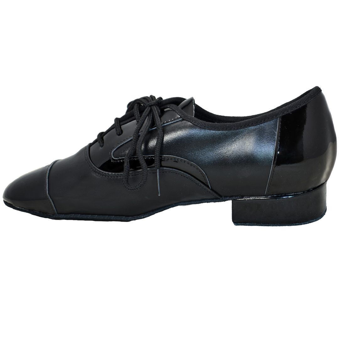 Comfort Tuxedo Spat - Black Leather / Black Patent - Low Heel