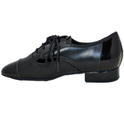 Comfort Tuxedo Spat - Black Leather / Black Patent - Low Heel