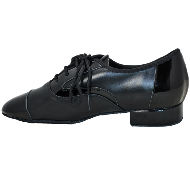 Comfort Tuxedo Spat - Black Leather / Black Patent - Low Heel