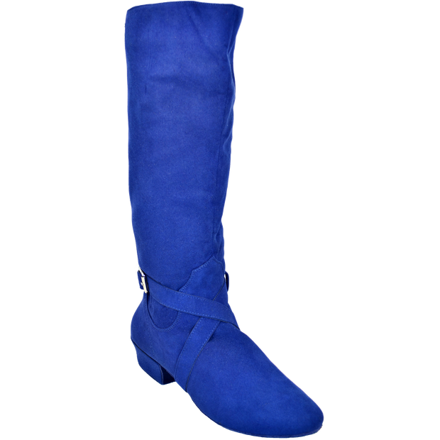 Ultimate Fashion Boot - Tall Lacey - Blue Microsuede